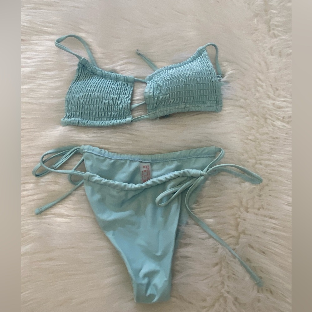 Romwe Light Blue Bikini Set M